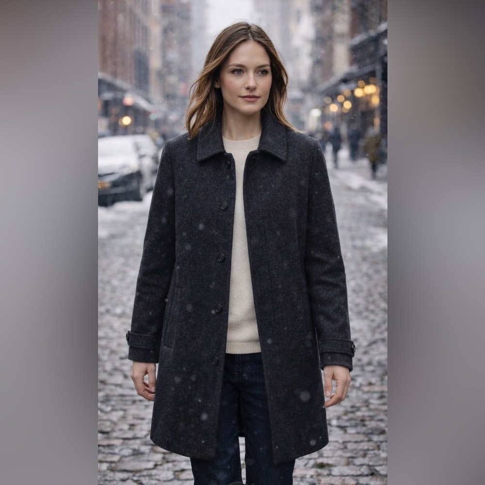 J.Crew Vintage Dark Charcoal wool long coat size Sp